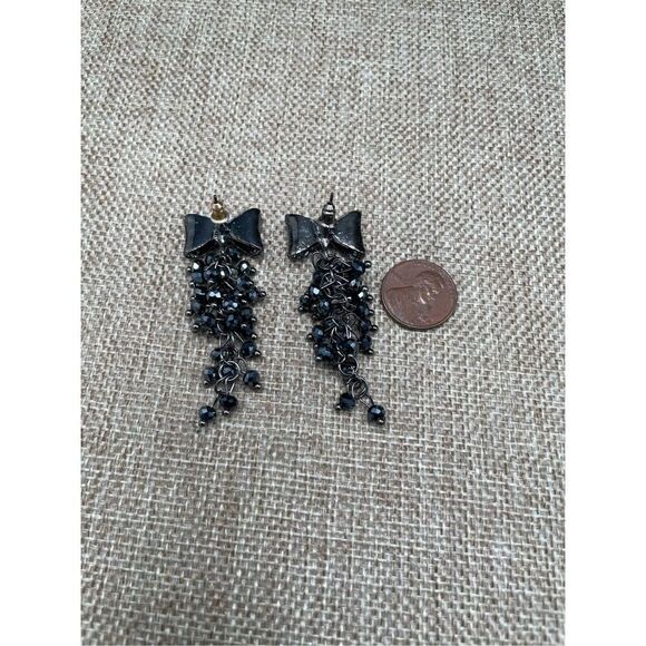 Bundle Set Ann Taylor Rhinestone Black Necklace with Bow Matching Earrings Vinta - Picture 12 of 15